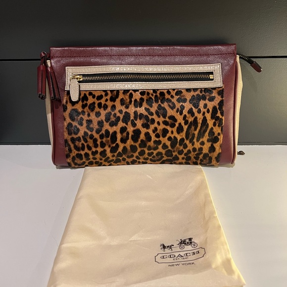 Coach Colorblock Animal Print Leather Clutch - Picture 1 of 4